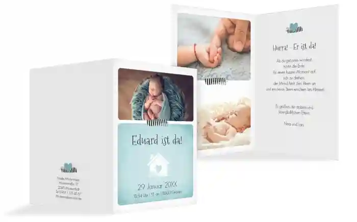 Babykarte zur Geburt Häuschen Babykarte zur Geburt Häuschen