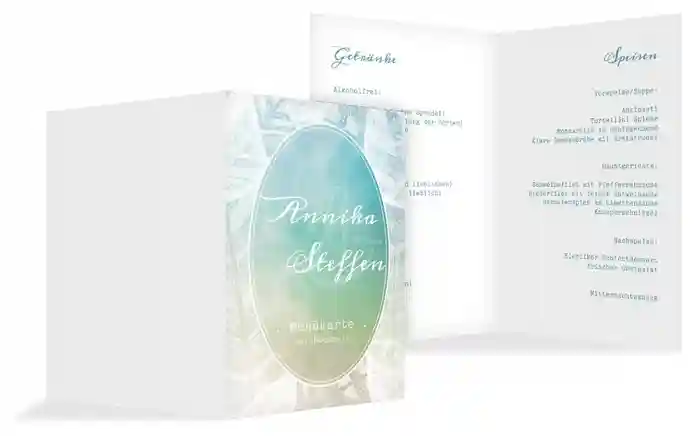 Hochzeit Menükarte Federleicht