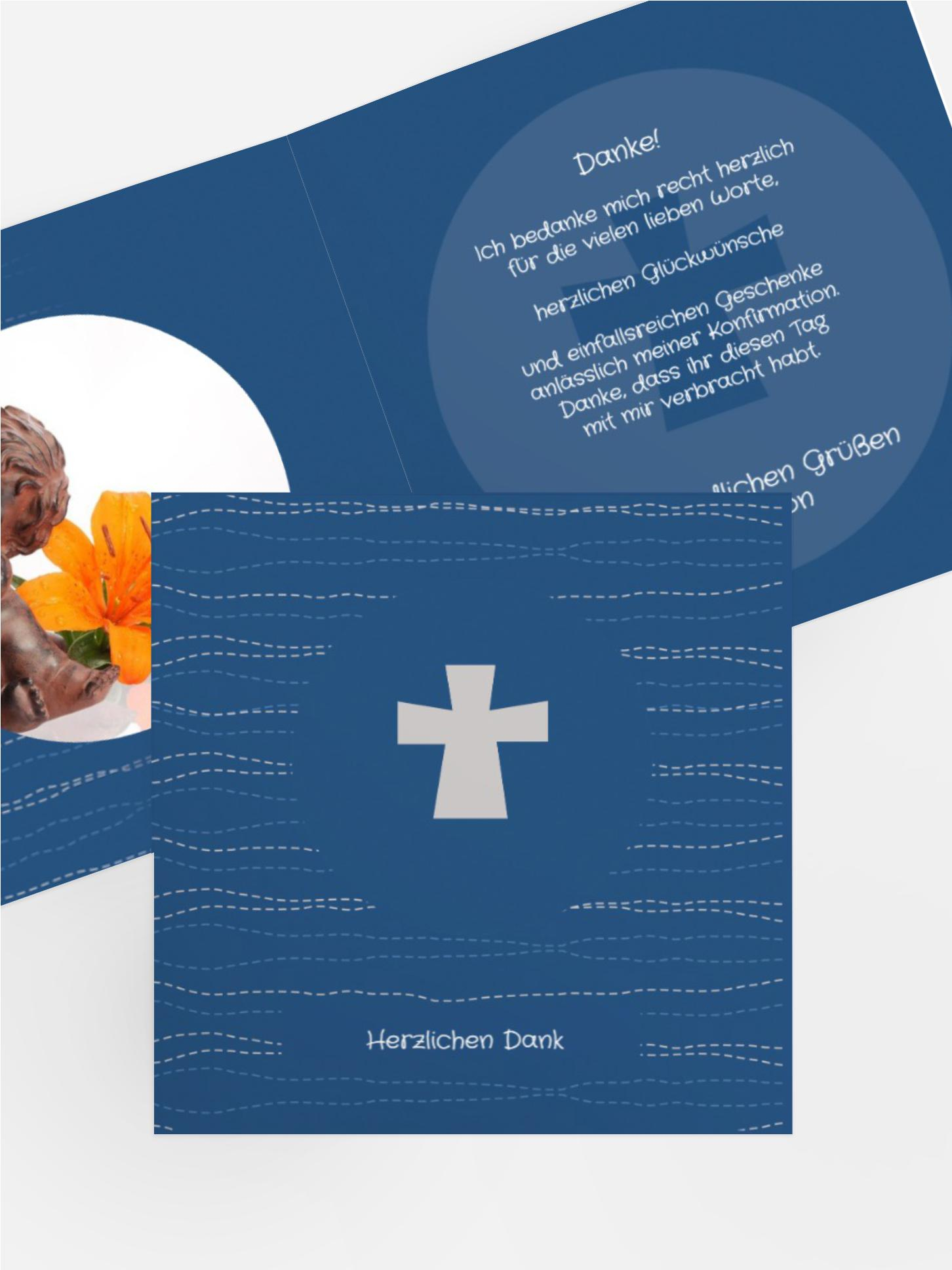 Dankeskarte Konfirmation_Wellen Kreuz