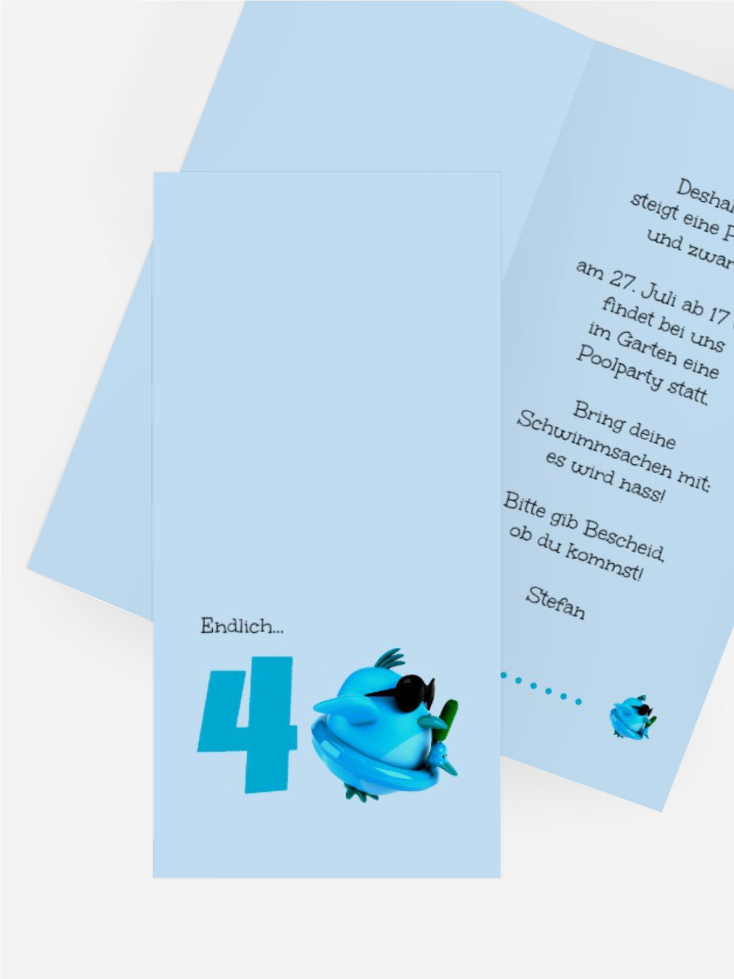 Geburtstagseinladungskarte Kuecken 40