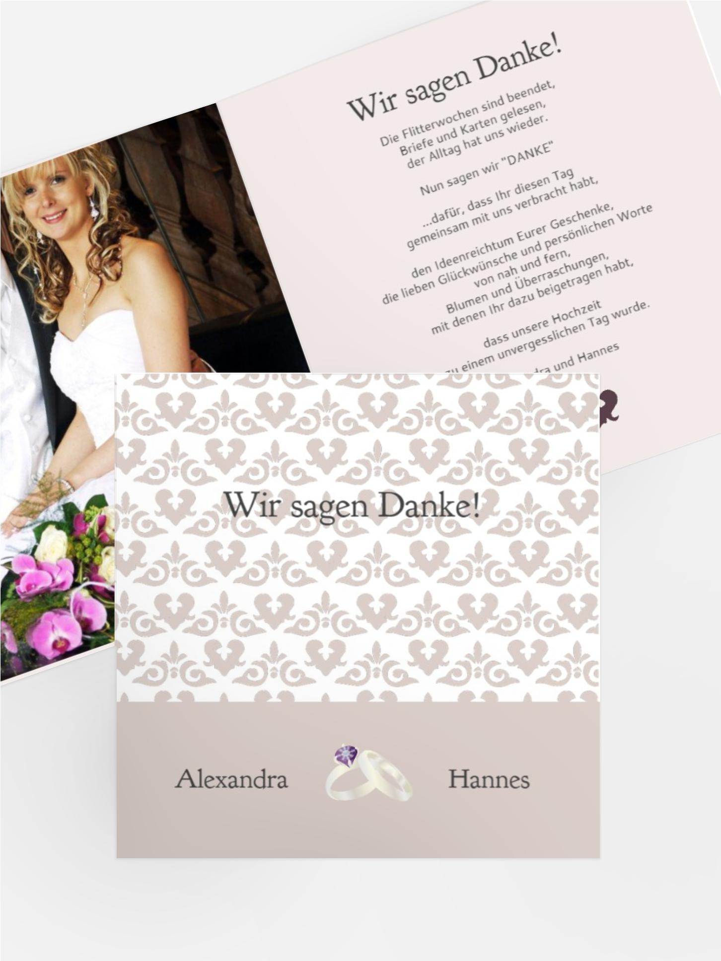 Dankeskarte Ornament mit Herz Dankeskarte Ornament mit Herz