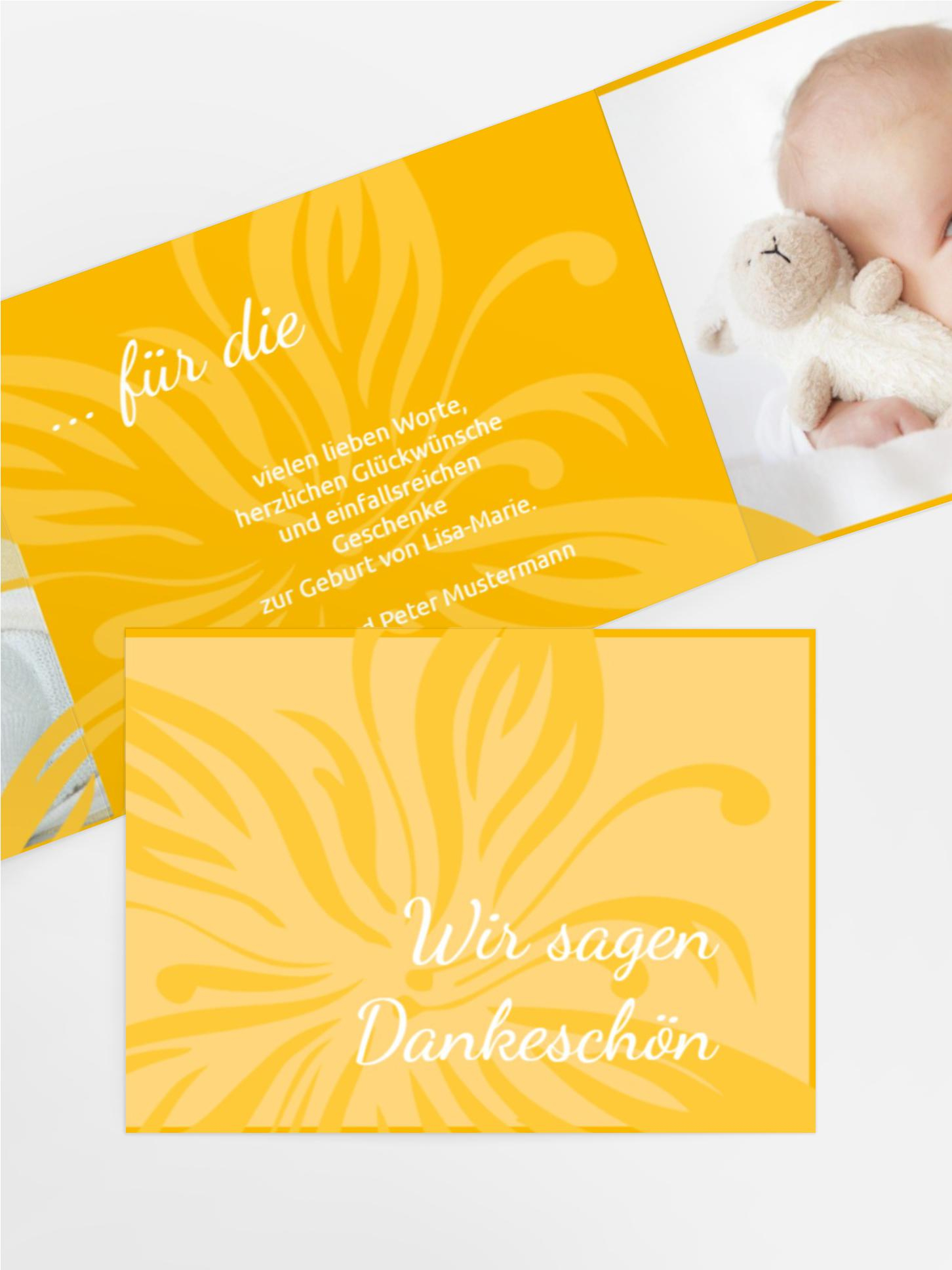 Dankeskarte Geburt Blume