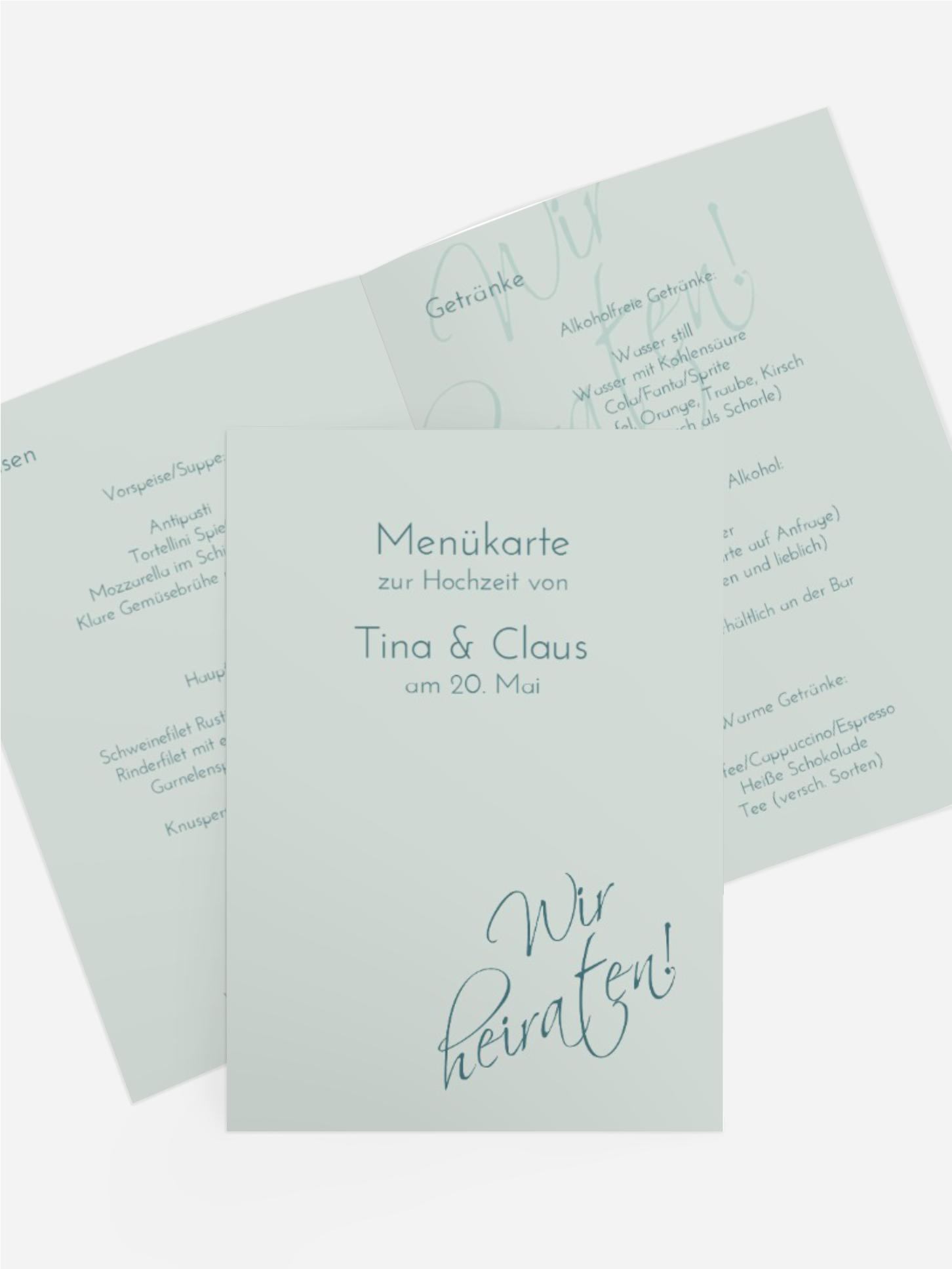 Menuekarte Liebesbotschaft