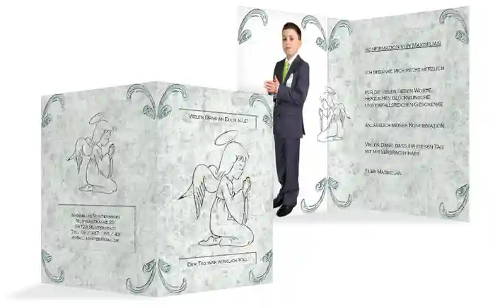 Dankeskarte Konfirmation Relief-Engelchen