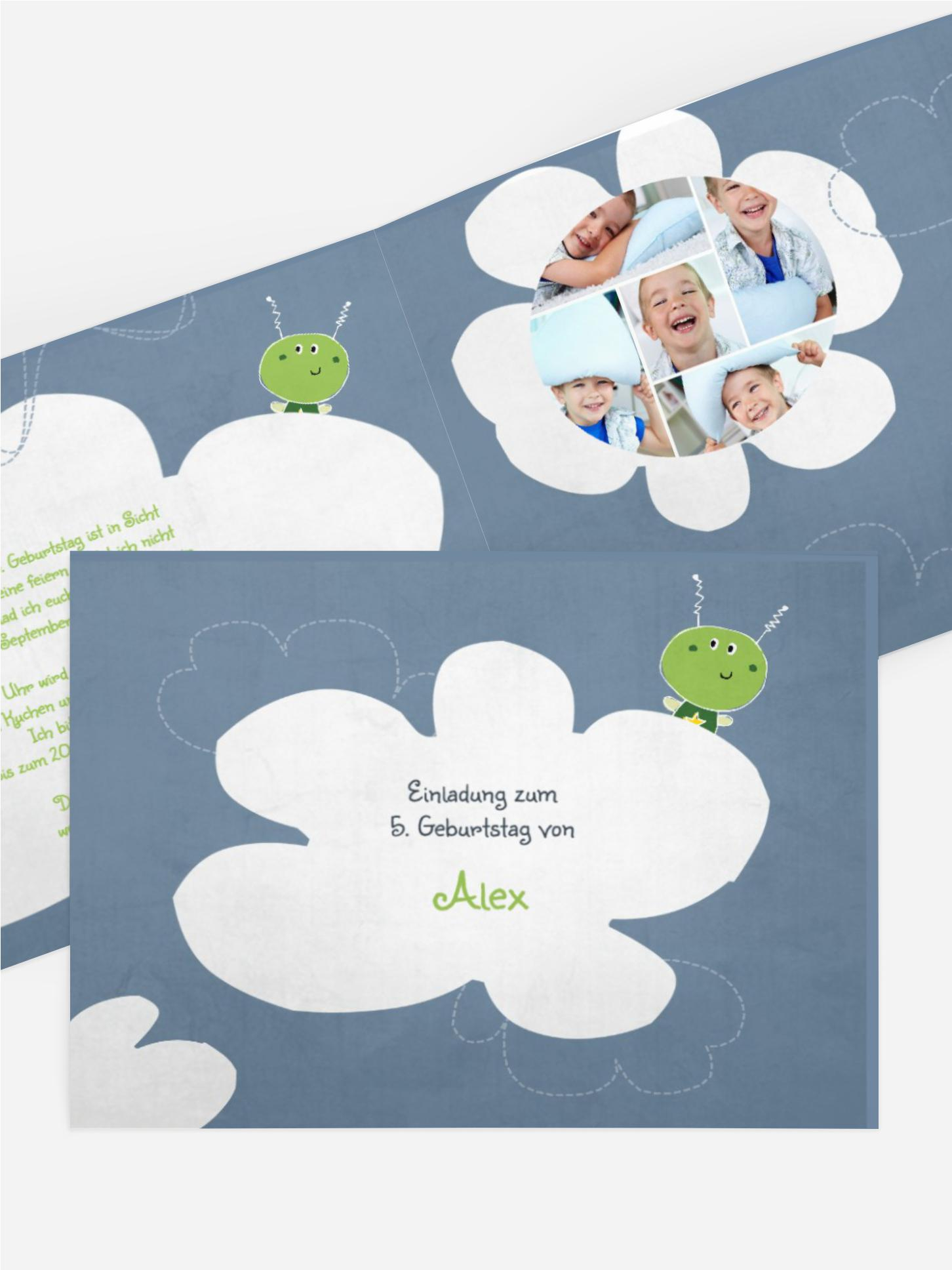 Kindergeburtstagseinladung "Alien mit Foto"
