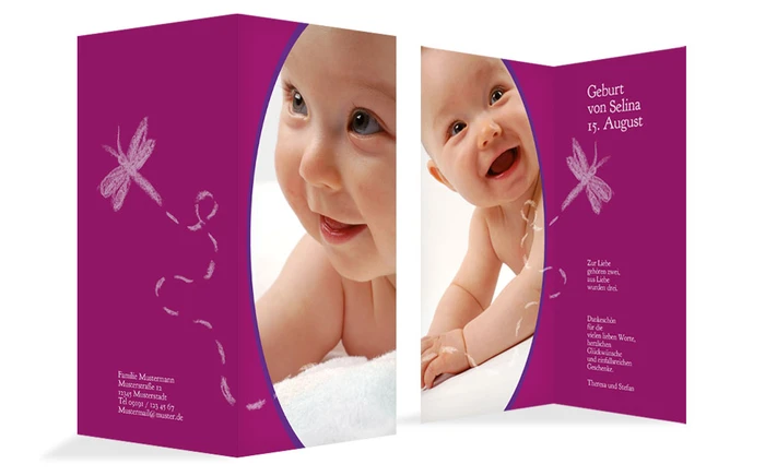 Geburt Dankeskarte Libelle Geburt Dankeskarte Libelle