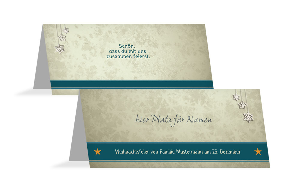 Weihnachtstischkarte Snowflakes Weihnachtstischkarte Snowflakes