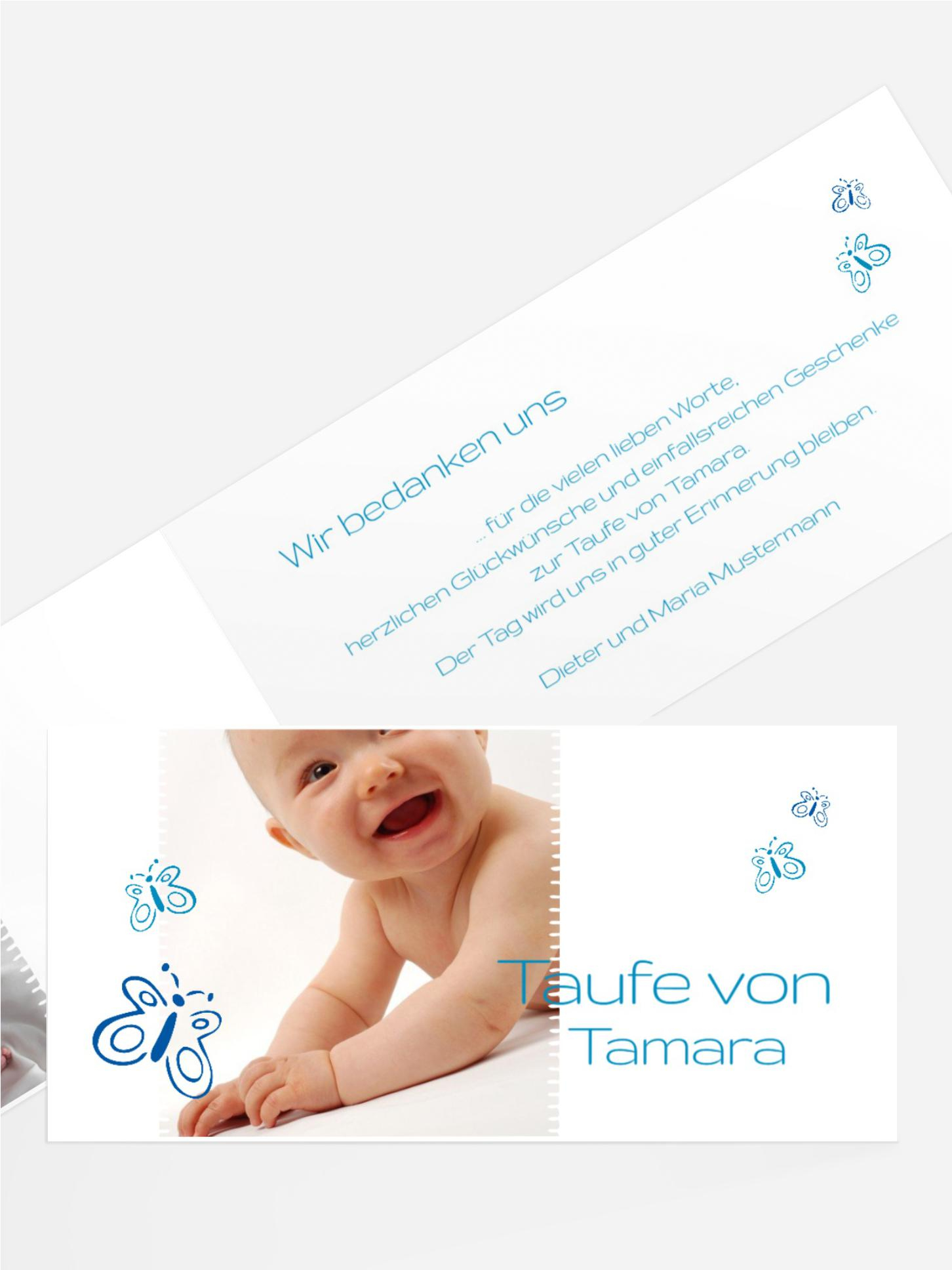 Dankeskarte Taufe Butterfly