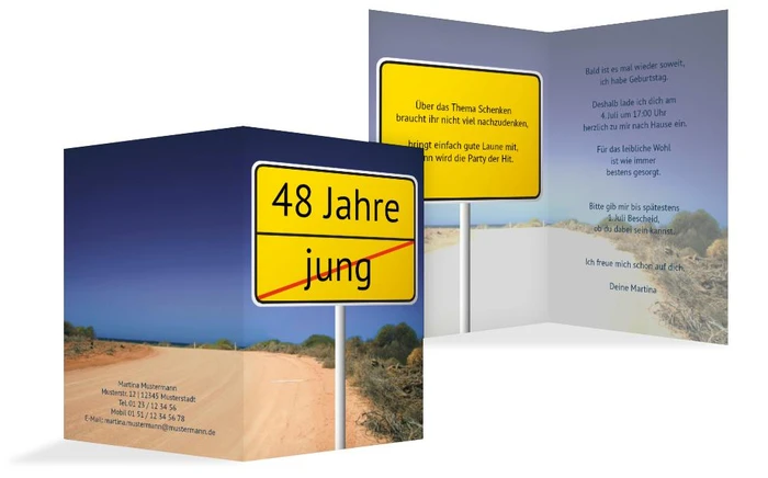 Einladung zum Geburtstag Straßenschild