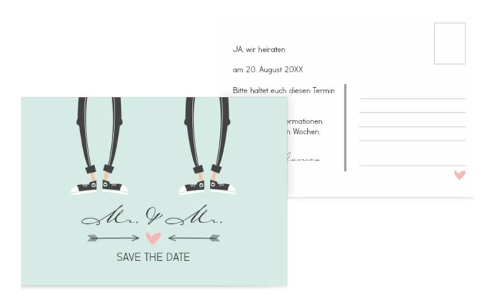 Save the Date Karte zur Hochzeit Pärchen - Männer