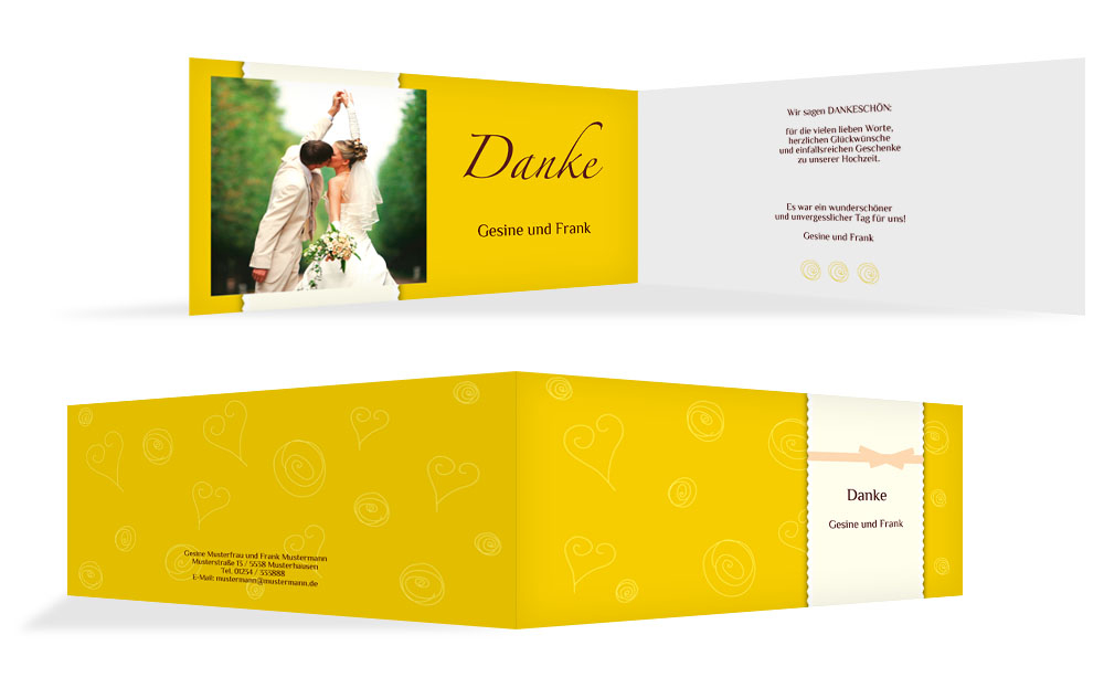 Dankeskarte Curly Hearts