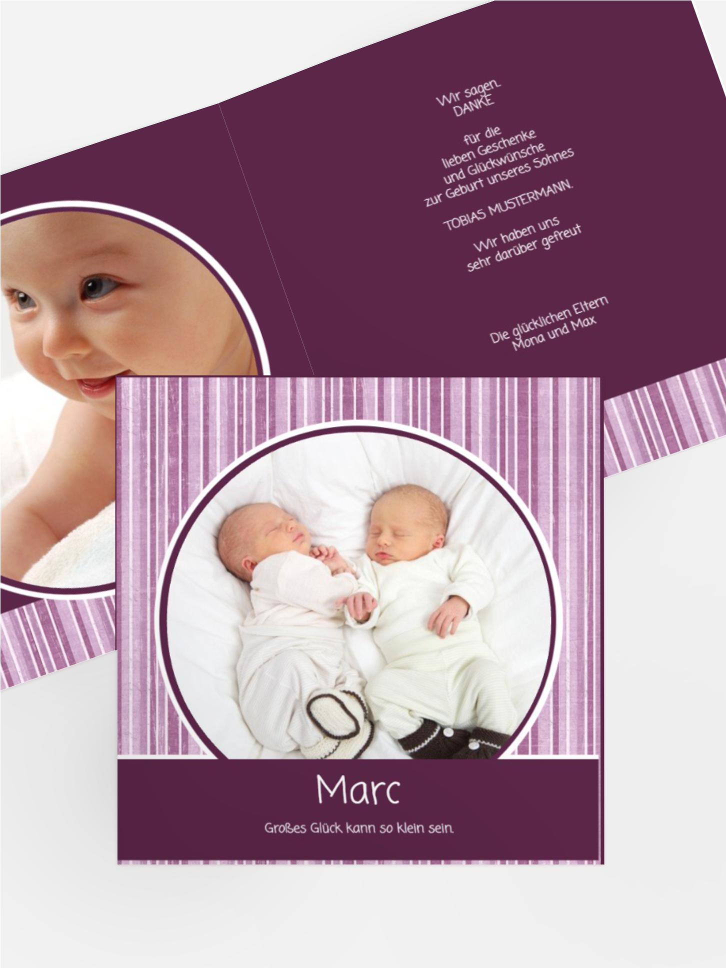 Baby Dankeskarte Streifentapete