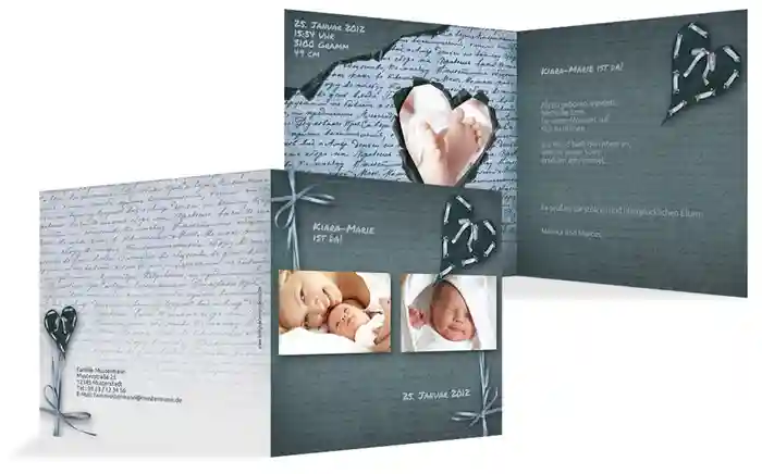 Babykarte Gedicht mit Herz