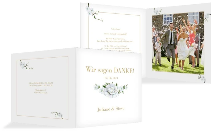 Hochzeit Dankeskarte Weiße Rose