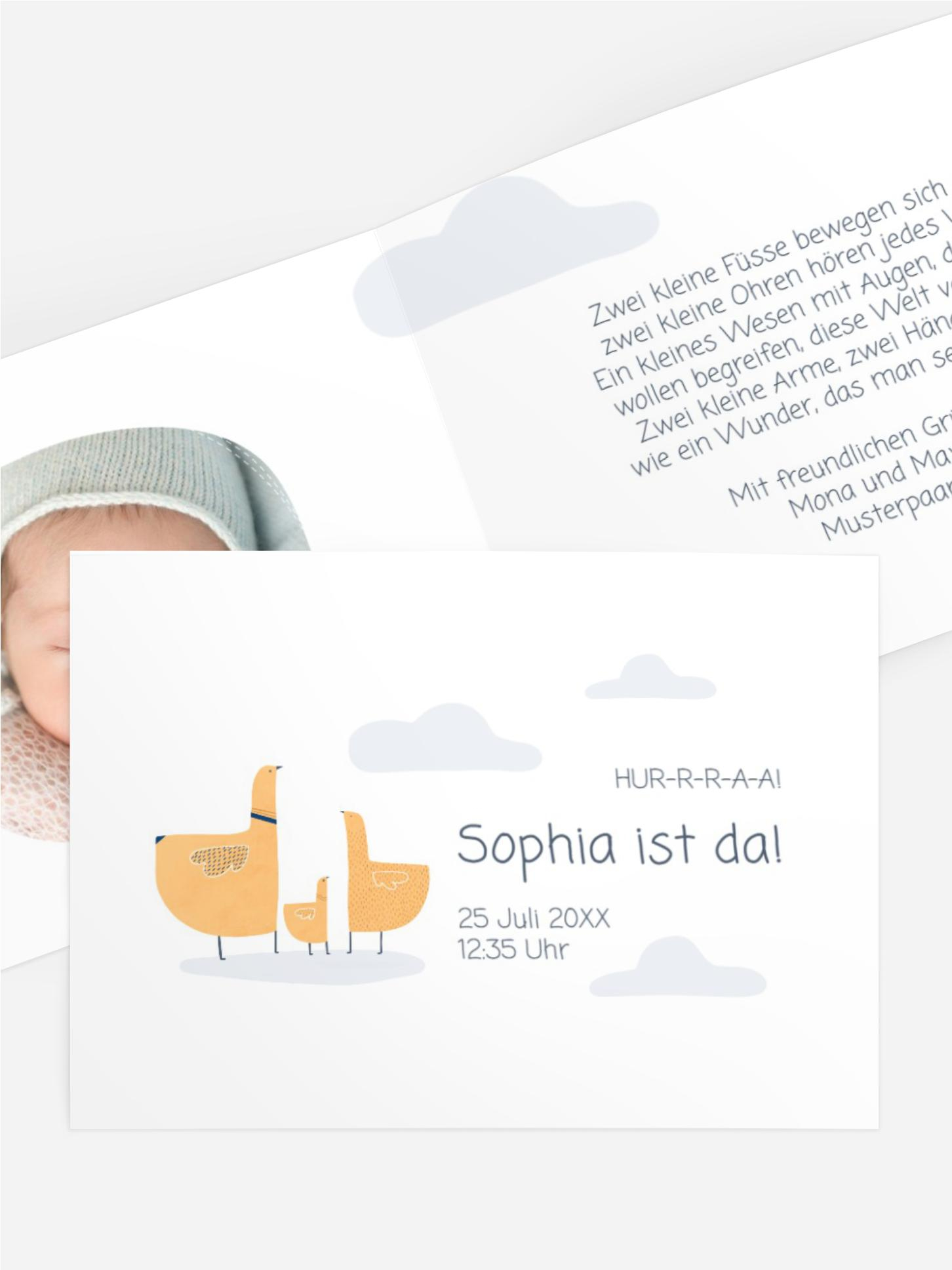 Geburtskarte Entlein