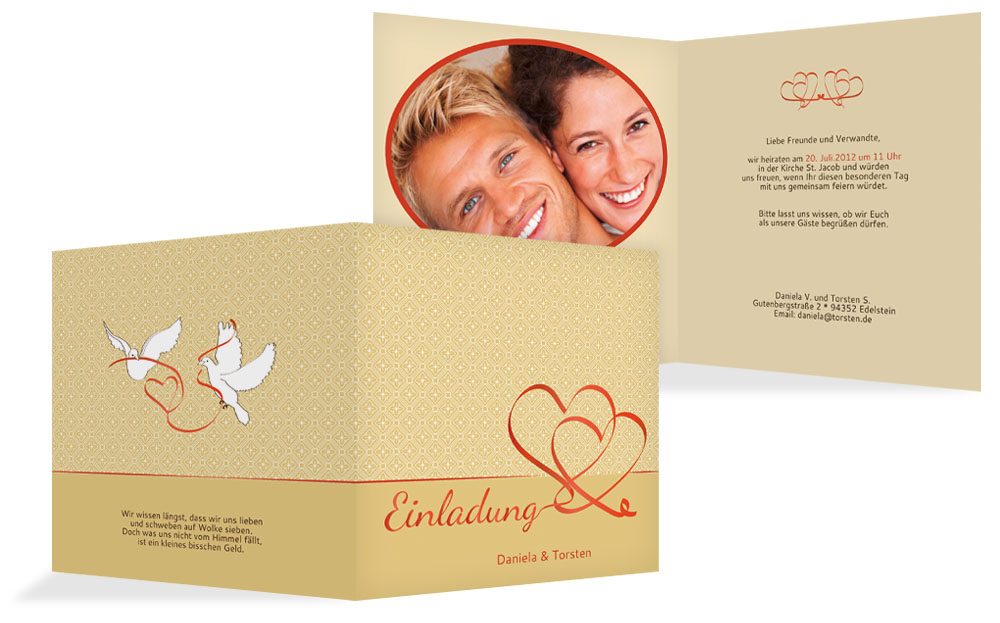 Einladungskarte Turteltäubchen