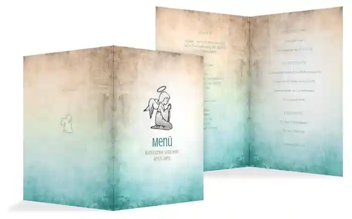 Menükarte Kommunion grunge Engel