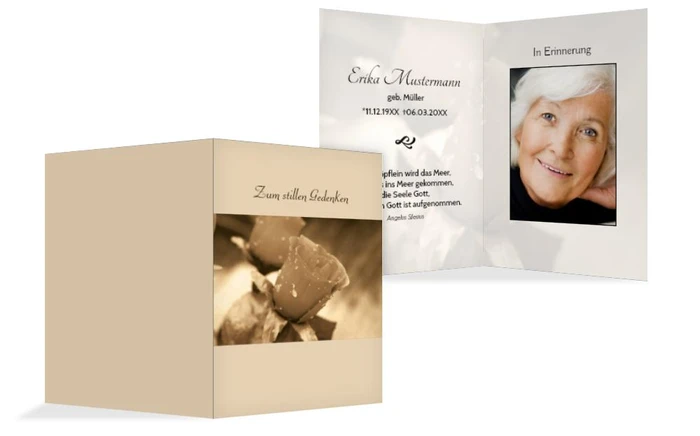 Sterbebildkarte Rose