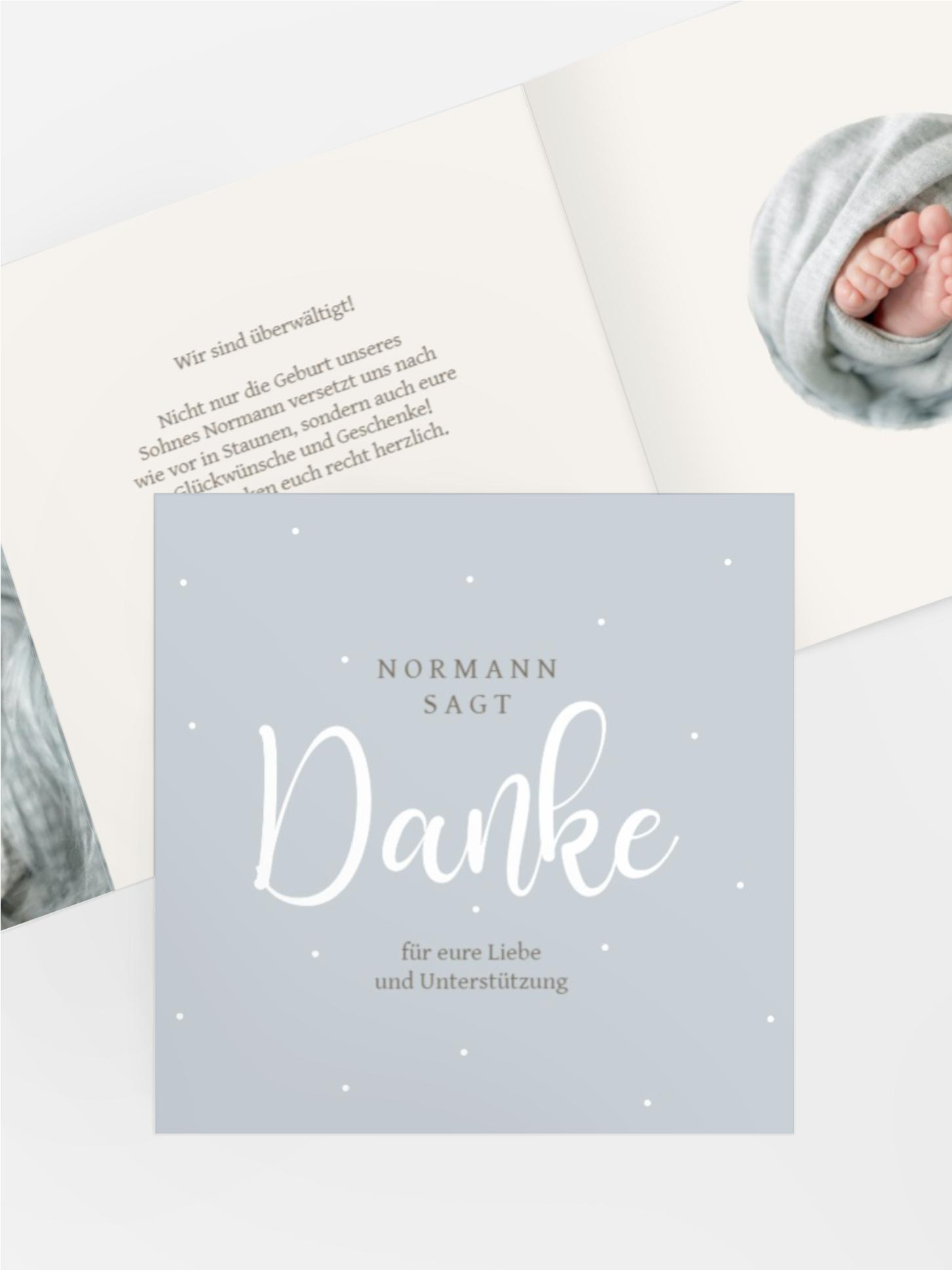 Baby Dankeskarte Still und Schlicht