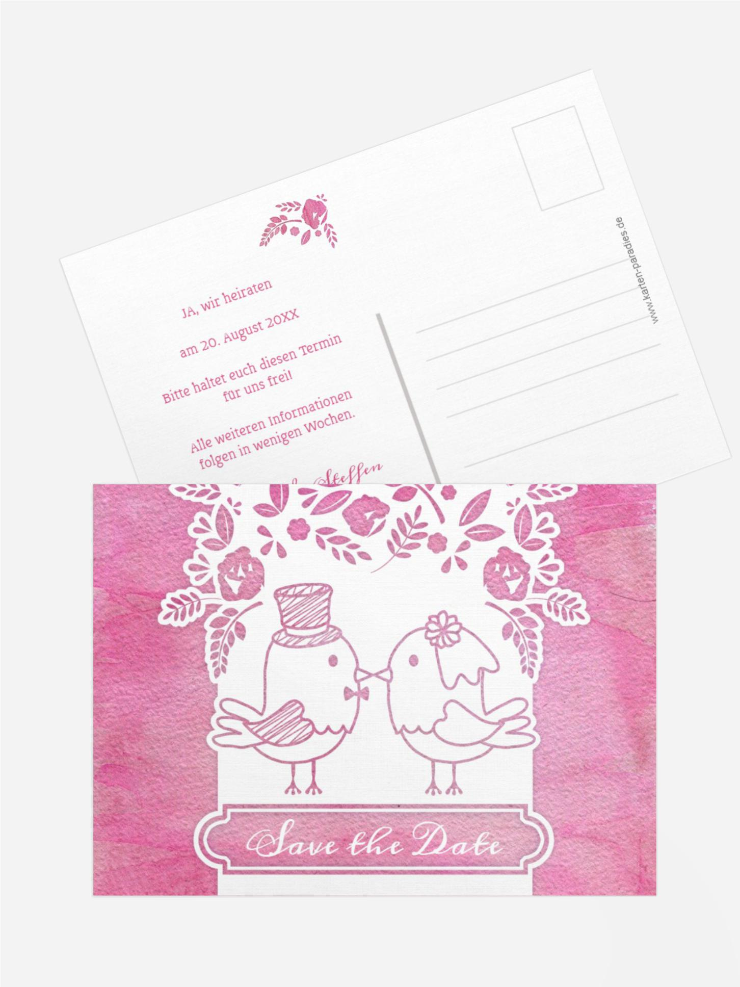 Save the Date Karte zur Hochzeit Vogelpaar