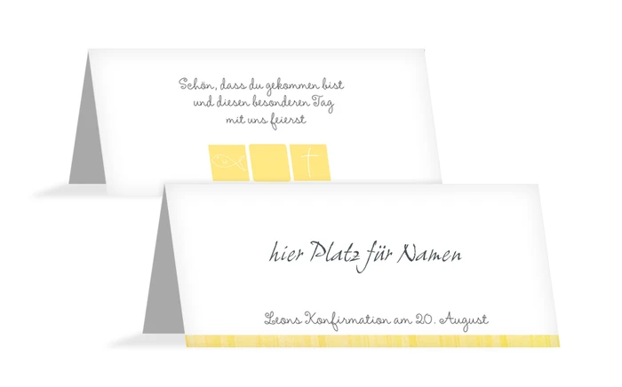 Tischkarte Konfirmation White Tischkarte Konfirmation White