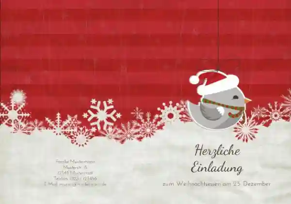 Foto Weihnachtseinladung Vogel