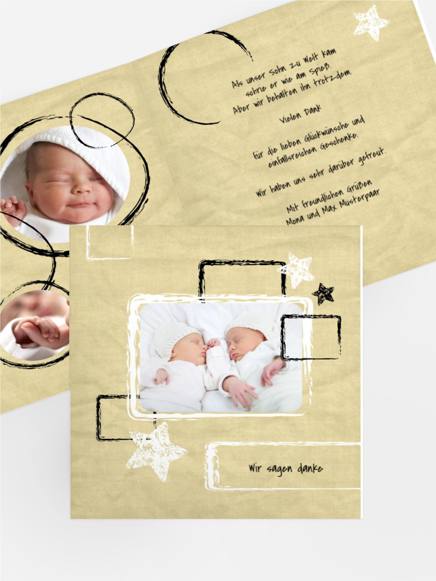 Baby Dankeskarte Kreidepapier Baby Dankeskarte Kreidepapier