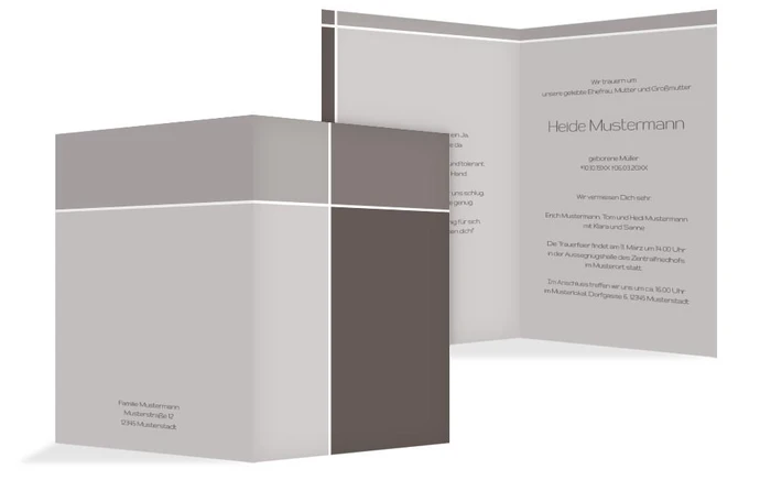 Trauerkarte discreet cross hoch