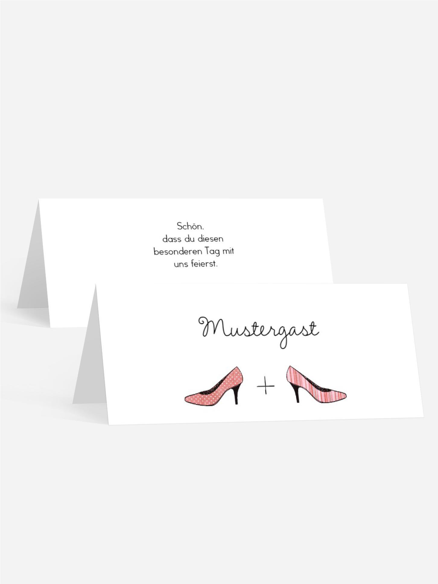 Tischkarte zur Hochzeit High Heels
