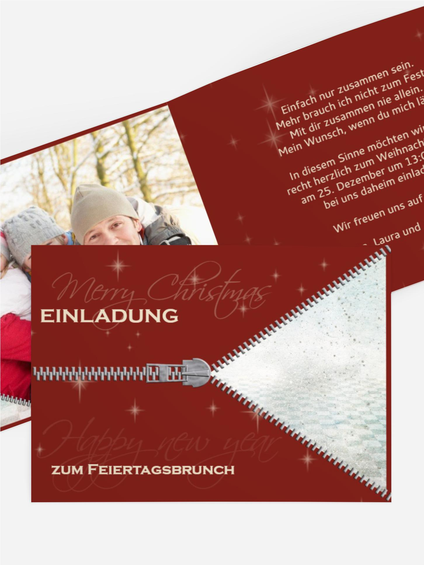 Einladung zur Weihnachtsfeier Privat Reißverschluss