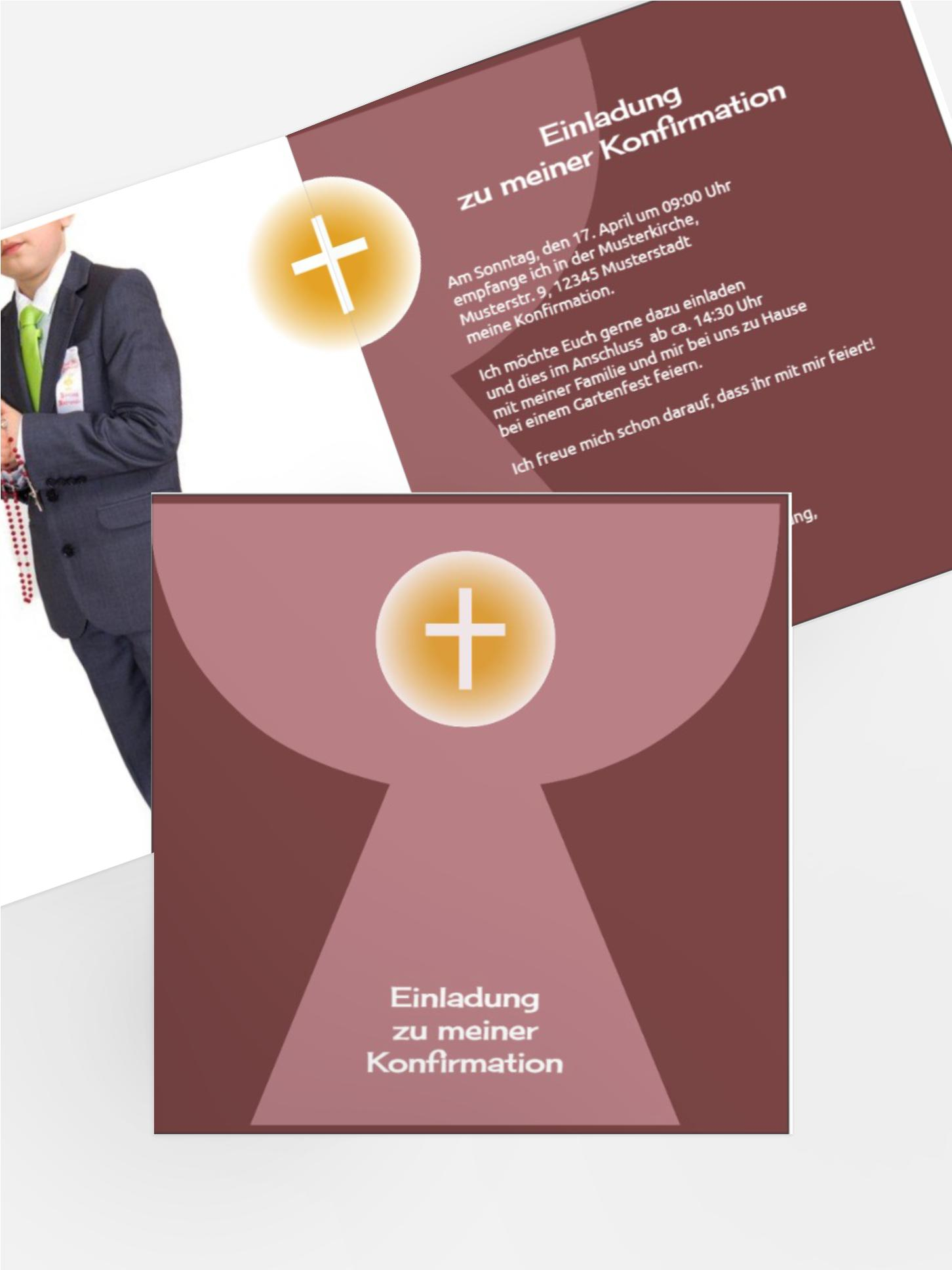 Konfirmation Einladung Kelch mit Hostie