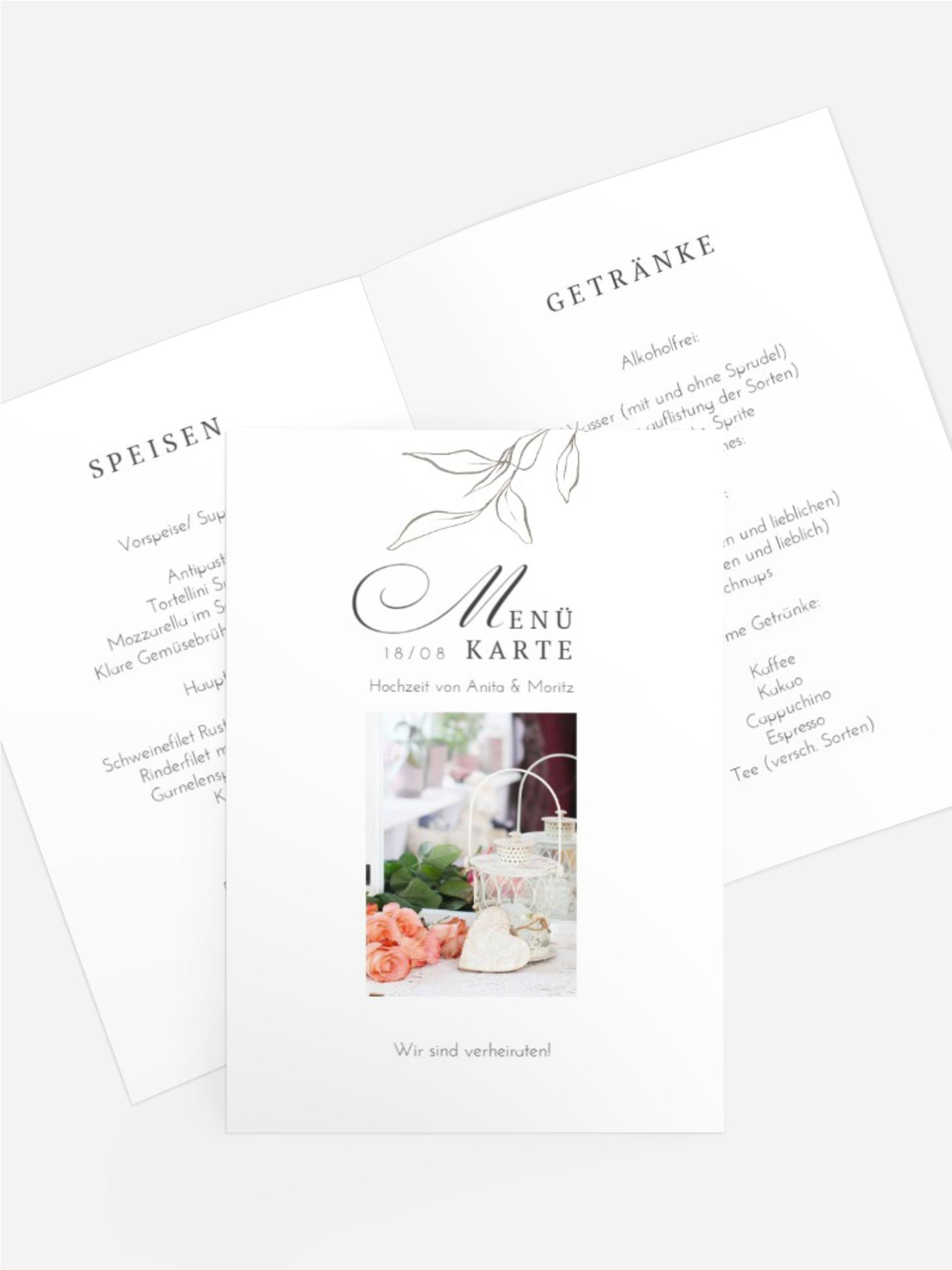 Menükarte Dezent Leaf