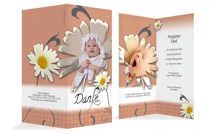Dankeskarte Taufe Margeriten