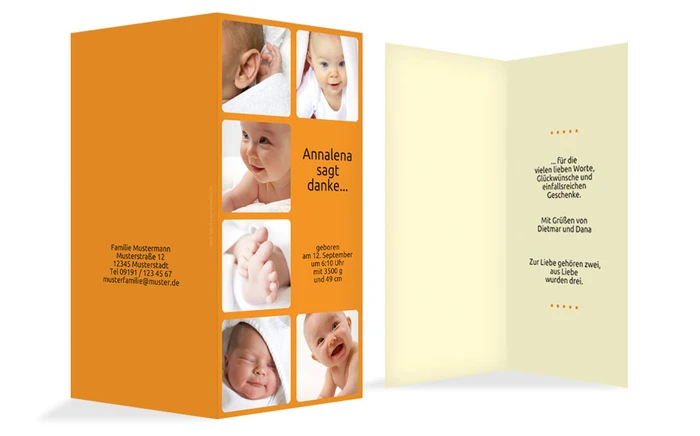 Geburt Dankeskarte Album