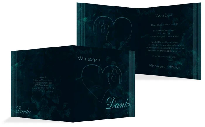 Dankeskarte zur Hochzeit Liebespaerchen