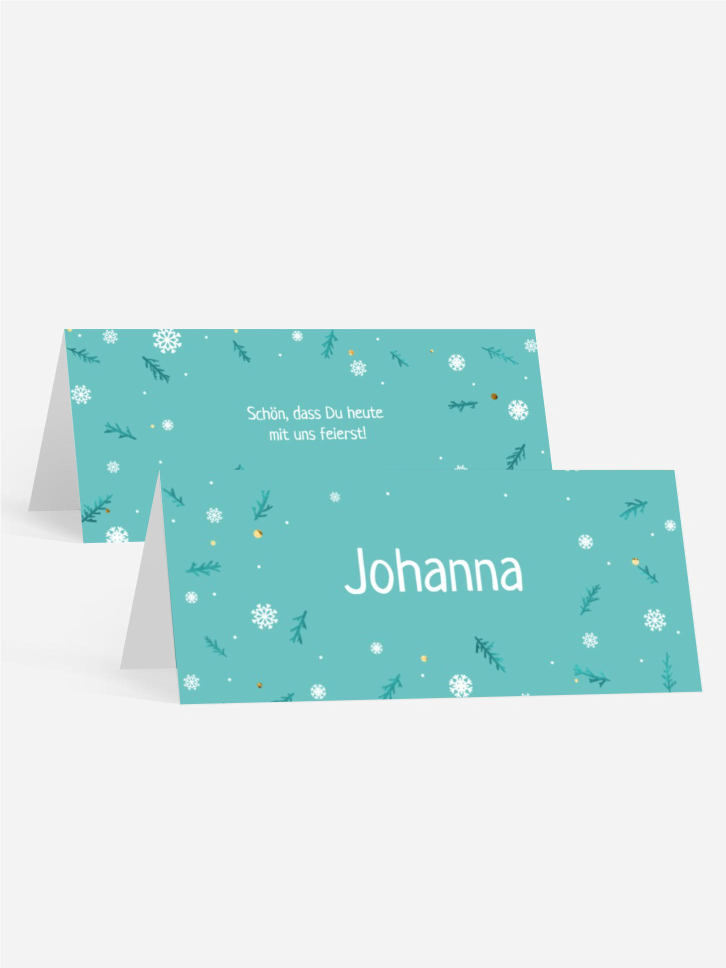 Weihnachtstischkarte Tannenzweig-Schrift