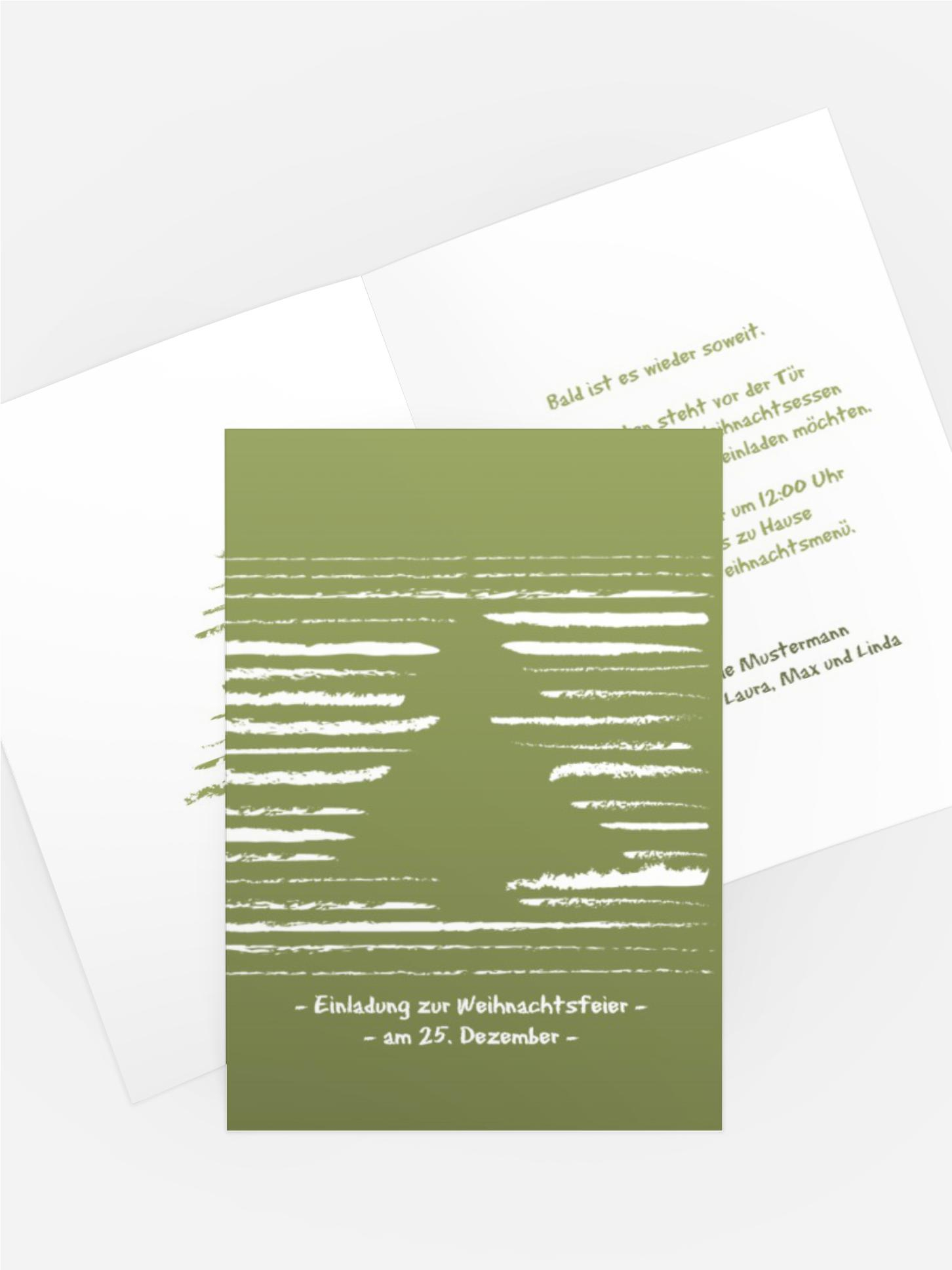 Weihnachts Einladungskarte privat Kreidentanne