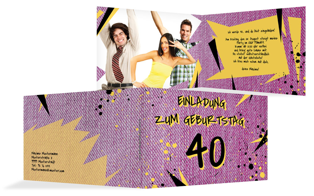 Einladung zum Geburtstag Jeans Style 40 Foto Einladung zum Geburtstag Jeans Style 40 Foto