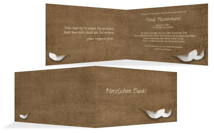 Dankeskarte Feder quer