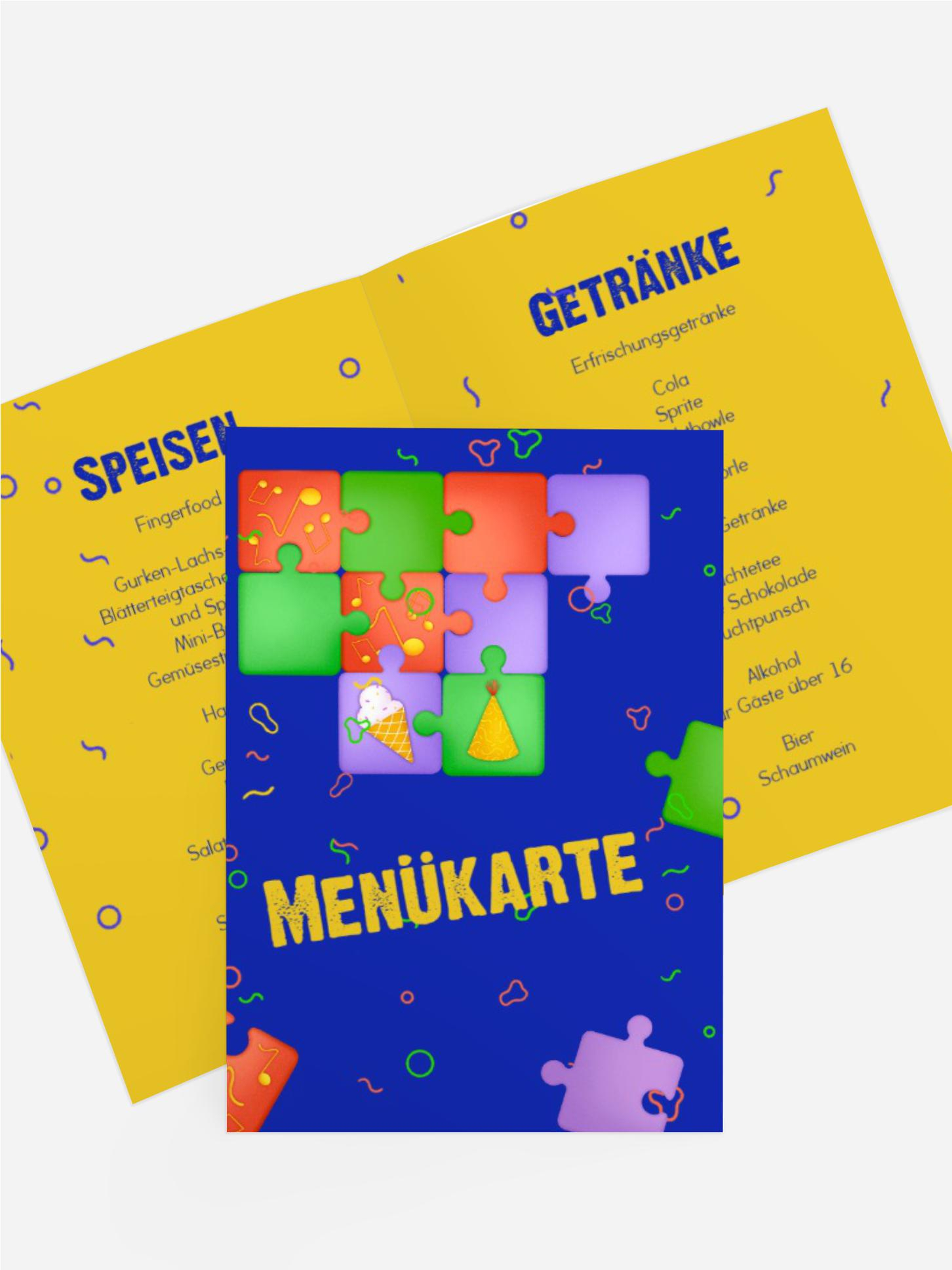 Menükarte Jugendliche Geburtstag Geburtstagspuzzle