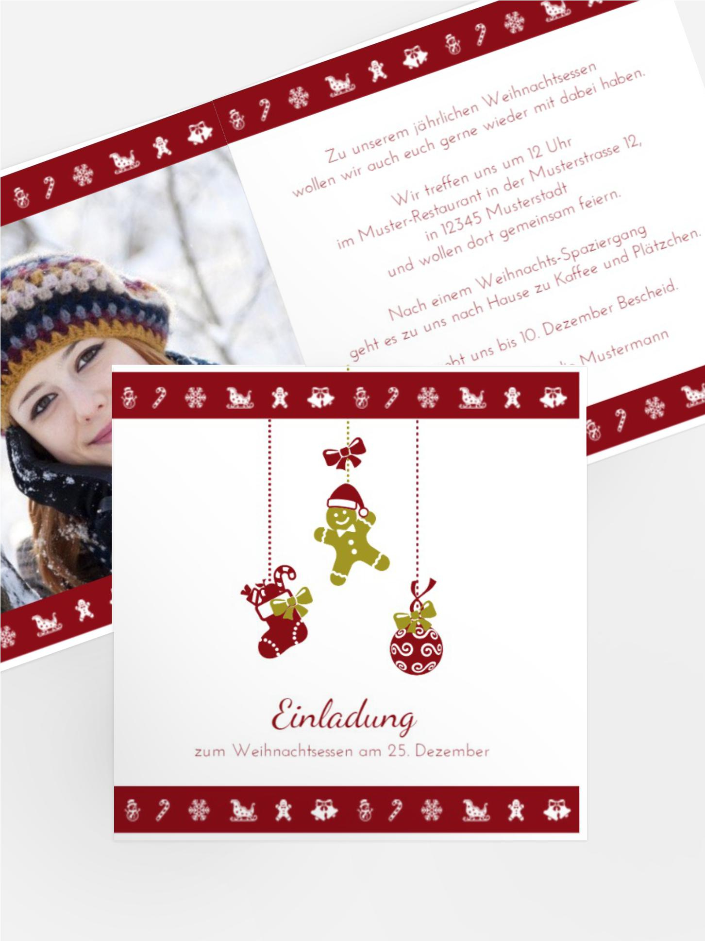 Weichnachtskarte Einladung Privat Borte
