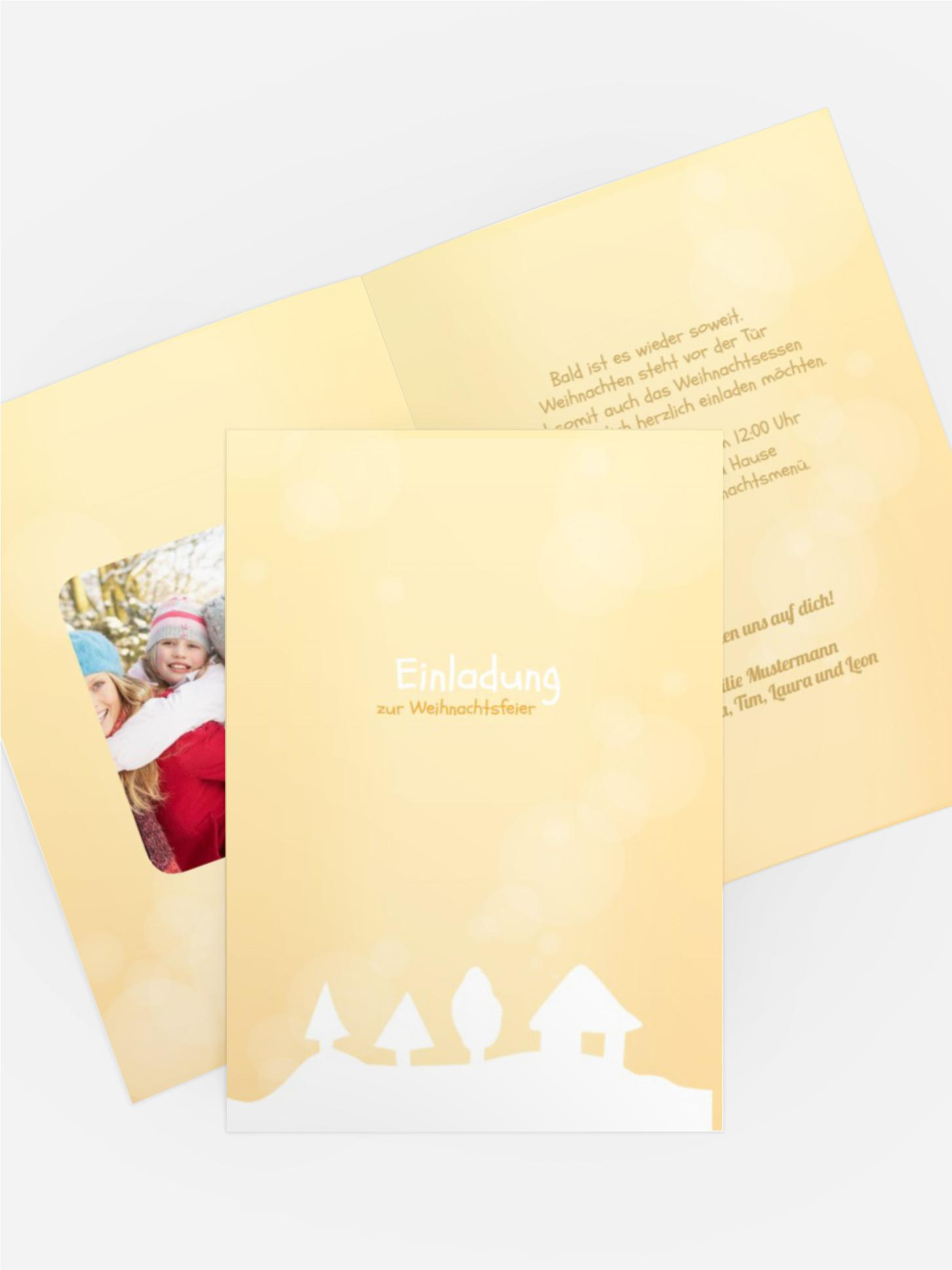 Weihnachts Einladungskarte privat Schneelandschaft