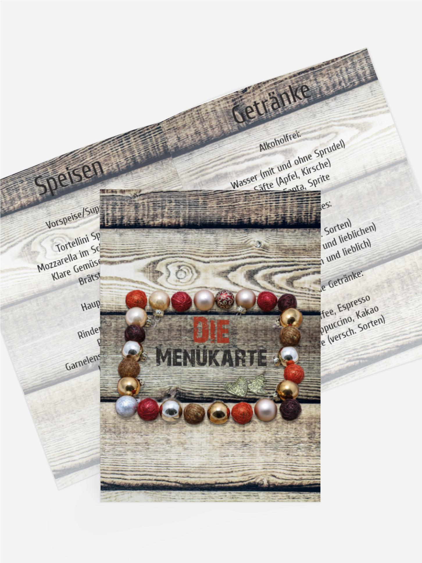 Weihnachtsmenükarte Kugelrahmen