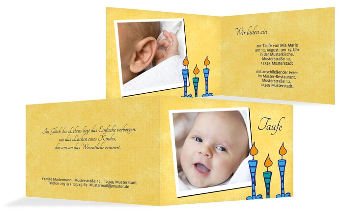 Taufeinladungskarte Kerzen