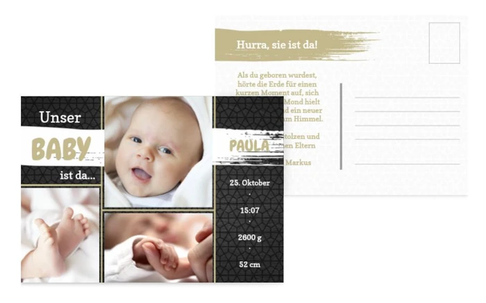 Babykarte zur Geburt Schiefer