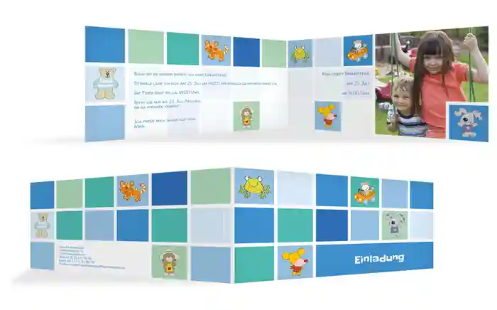 Karte zur Geburt bunte Würfel