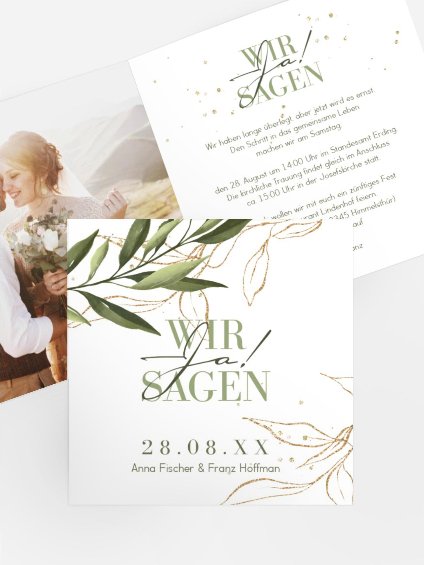 Hochzeitseinladung Edelblatt