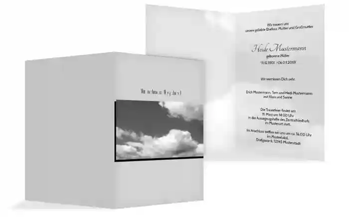 Trauerkarte Wolkenhimmel 2 hoch Trauerkarte Wolkenhimmel 2 hoch