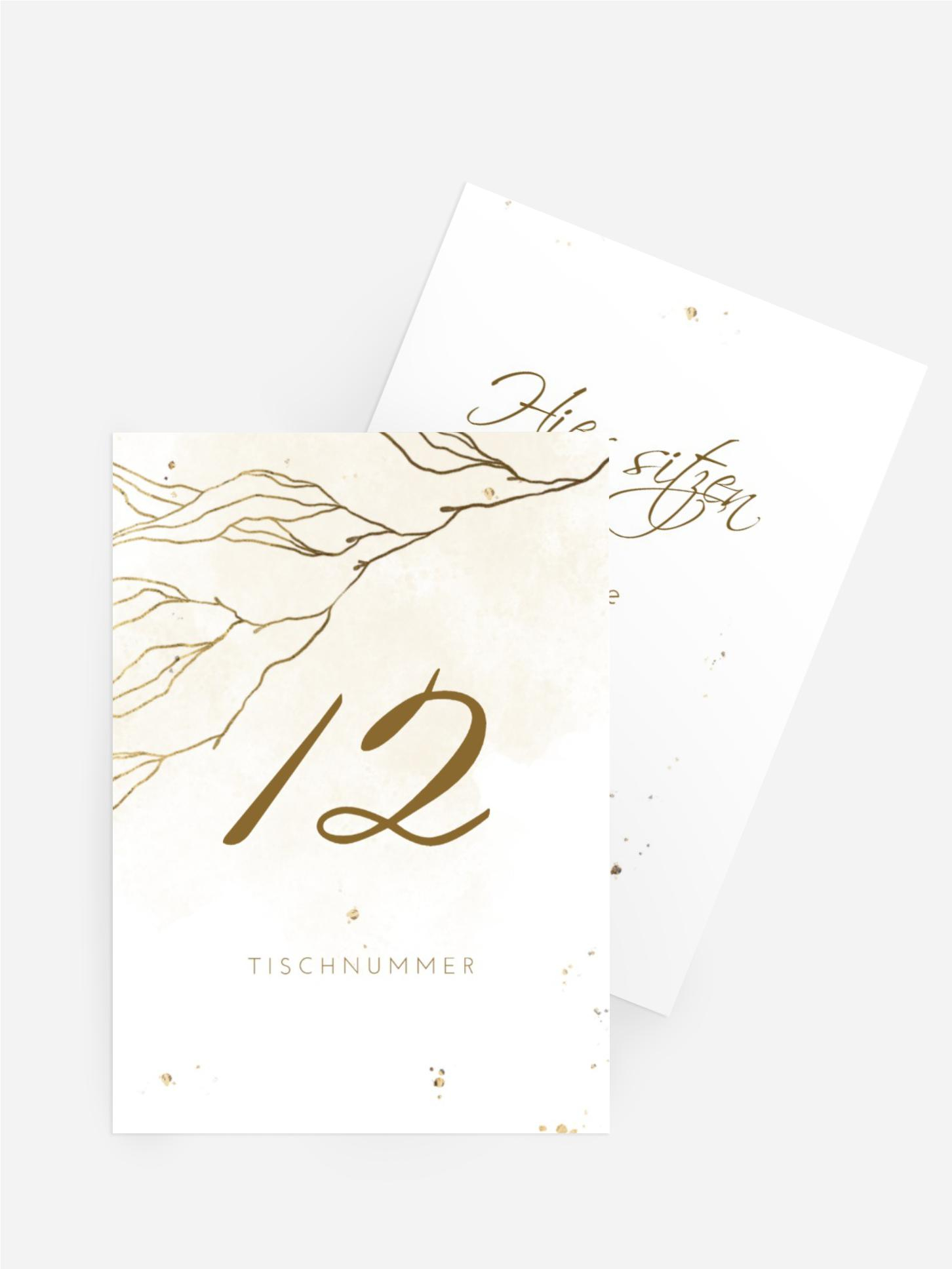 Tischnummer Hochzeit Edle Blattstruktur