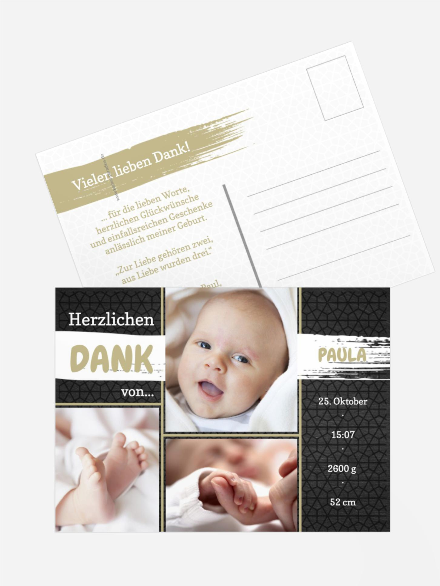 Baby Dankeskarte zur Geburt Schiefer